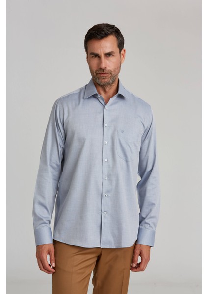 Regular Fit Klasik Antrasit Gri Erkek Gömlek GM23K232047_D55