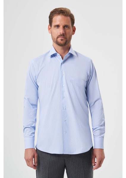 Regular Fit Mavi Basic Klasik Erkek Gömlek GM23K232006_D35 fırsatları