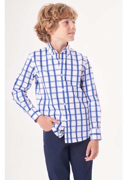 Regular Fit Yaka Düğmeli Lacivert Erkek Çocuk Gömlek GM23Y231169_D39 fırsatları