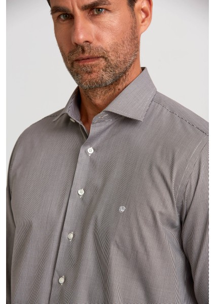 Regular Fit Kahve İtalyan Yaka Klasik Erkek Gömlek GM23K232025_D11 indirimleri