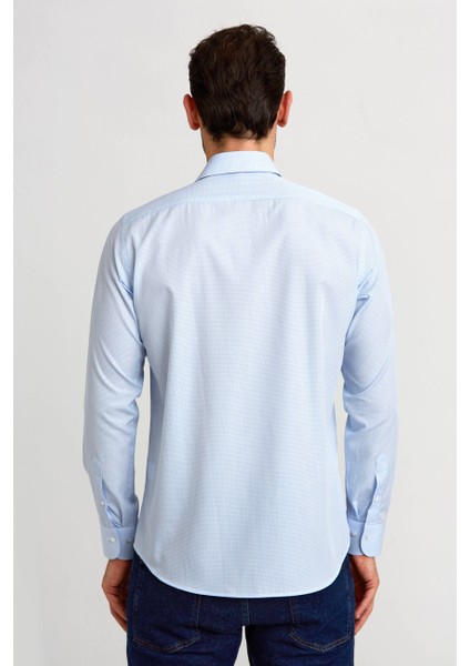 Regular Fit İtalyan Yaka Mavi Basic Klasik Erkek Gömlek GM23K232070_D35 fiyatları