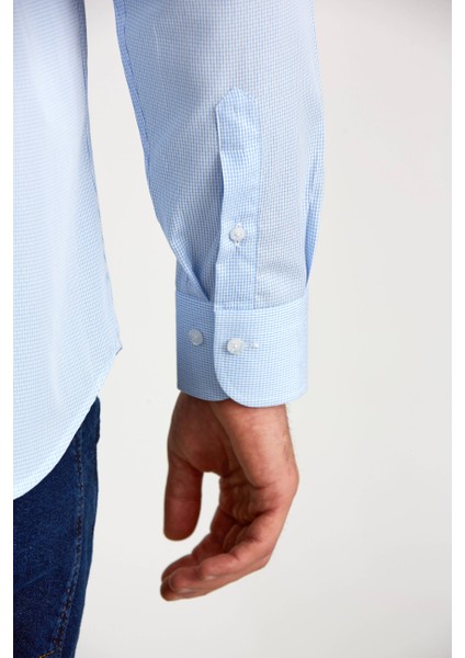 Regular Fit İtalyan Yaka Mavi Basic Klasik Erkek Gömlek GM23K232070_D35 modelleri