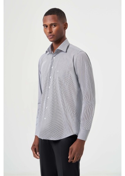 Regular Fit Klasik Siyah Erkek Gömlek GM23K232013_D99