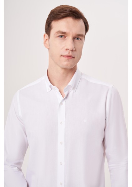 Regular Fit Paşa Yaka Beyaz Erkek Gömlek GM23Y231163_D01 modelleri
