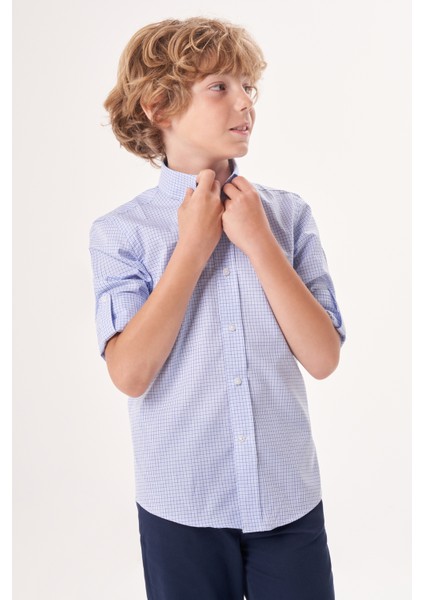 Regular Fit Yaka Düğmeli Lacivert Çocuk Erkek Gömlek GM23Y231164_D39 modelleri