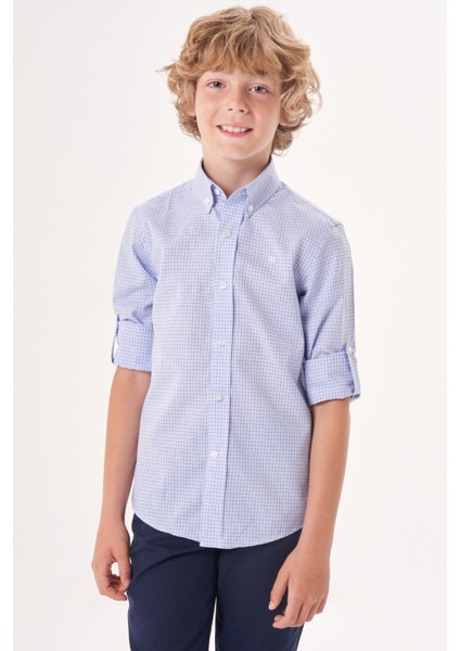Regular Fit Yaka Düğmeli Lacivert Çocuk Erkek Gömlek GM23Y231164_D39 indirimleri