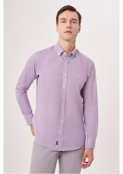 Regular Fit Paşa Yaka Düğmeli Kırmızı Erkek Gömlek GM23Y231167_D24 fırsatları