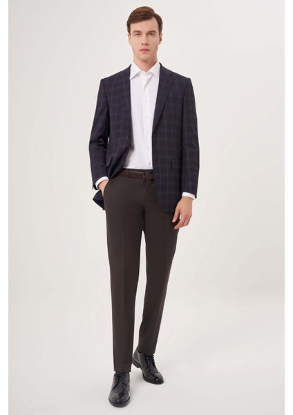 Comfort Fit Mono Yaka Lacivert Yün Erkek Ceket PCK23Y23109_D39 modelleri