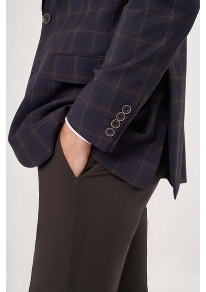 Comfort Fit Mono Yaka Lacivert Yün Erkek Ceket PCK23Y23109_D39 fırsatları