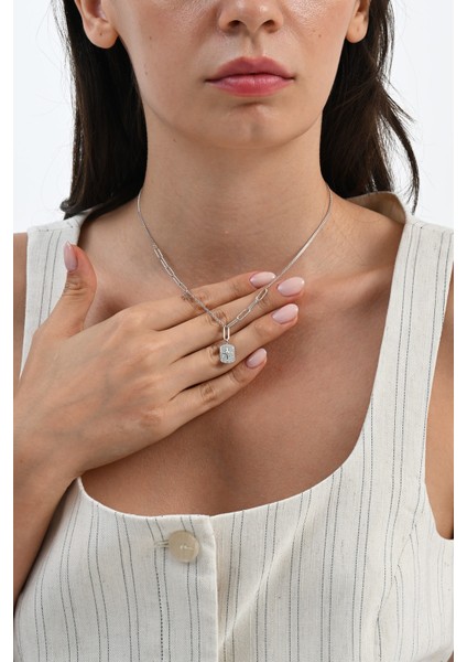 925 Ayar Gümüş Rodyumlu Zirkon Taşlı Ataç Zincir Detaylı Künye Modeli Kuzey Yıldızı Kolye SGTL13091RODAJ modelleri