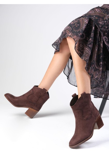 Alessia Western Kahverengi Topuklu Kadın Bot indirimleri