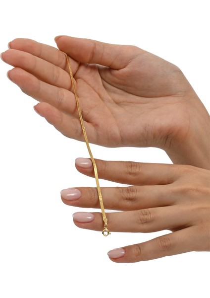 925 Ayar Gümüş Altın Yaldızlı Simli Yassı (Ezme) Italyan Gümüş Bileklik SGTL13055GOLD fiyatları