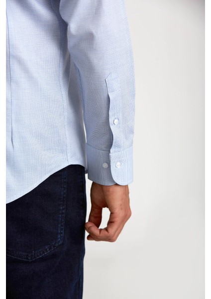 Modern Fit Yarım İtalyan Yaka Lacivert Klasik Erkek Gömlek GMARS0422302101_D39 modelleri