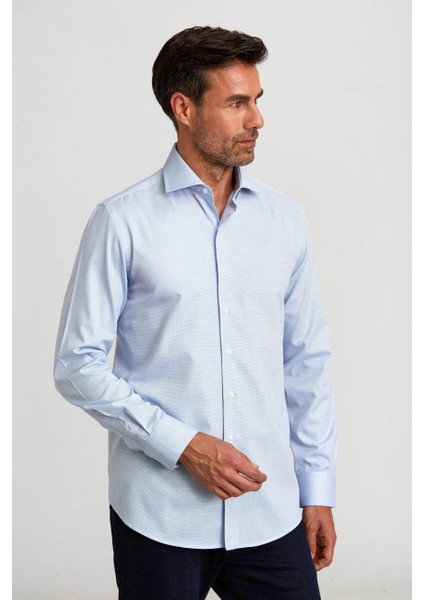 Modern Fit Yarım İtalyan Yaka Lacivert Klasik Erkek Gömlek GMARS0422302101_D39 indirimleri