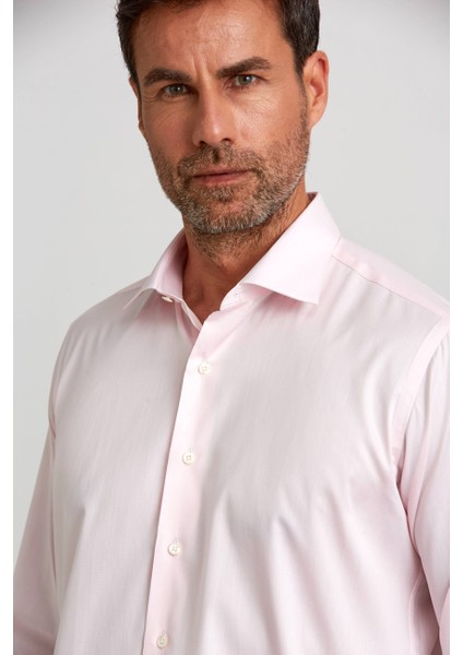 Regular Fit İtalyan Kumaş Platinium Pembe Erkek Gömlek PLTG002_D29 indirimleri