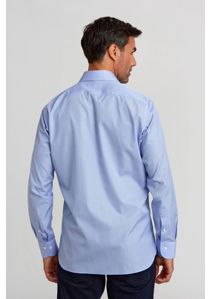 Regular Fit İtalyan Yaka Mavi Erkek Gömlek PLTG009_D35 fiyatları