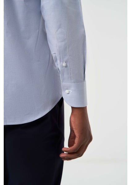 Regular Fit Mavi İtalyan Kumaş Klasik Erkek Gömlek GM23K232045_D35 fırsatları