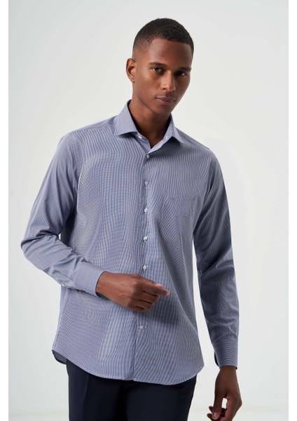 Regular Fit Lacivert Spor Basic Erkek Gömlek GM23K232037_D39