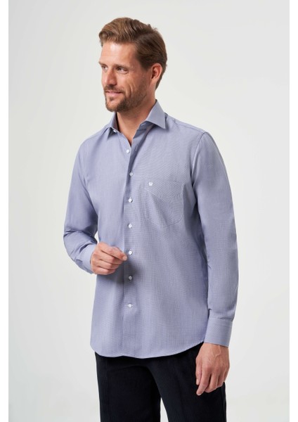 Regular Fit Lacivert Basic Klasik Erkek Gömlek GM23K232044_D39