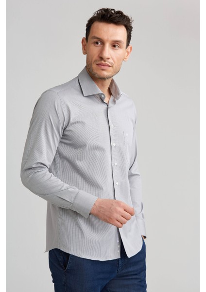 Regular Fit Açık Kahve İtalyan Kumaş Erkek Gömlek GM23K232039_D10
