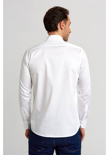 Regular Fit Beyaz Saten Klasik Erkek Gömlek GM23K232064_D01 fiyatları