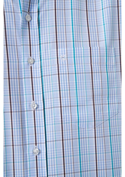 Regular Fit Paşa Yaka Mavi Basic Spor Erkek Gömlek GM23K232010_D35 modelleri