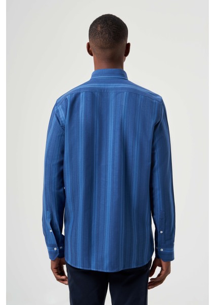Regular Fit Paşa Yaka Mavi Basic Erkek Gömlek GM23K232022_D35 fiyatları