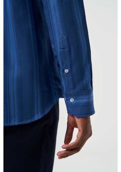 Regular Fit Paşa Yaka Mavi Basic Erkek Gömlek GM23K232022_D35 fırsatları