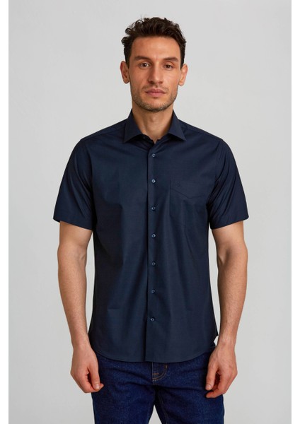 Regular Fit Paşa Yaka Desenli Lila Spor Erkek Gömlek GM23Y231170_D39