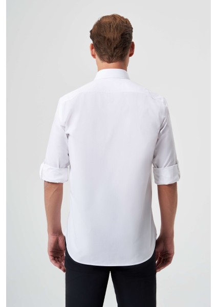 Regular Fit Kol İçi Apoletli Beyaz Basic Erkek Gömlek GM23K232060_D01 fiyatları