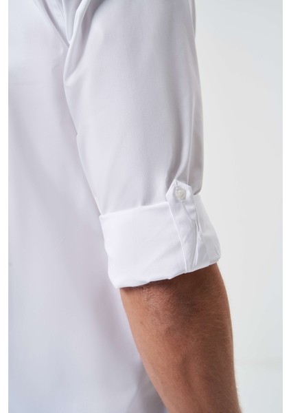 Regular Fit Kol İçi Apoletli Beyaz Basic Erkek Gömlek GM23K232060_D01 fırsatları