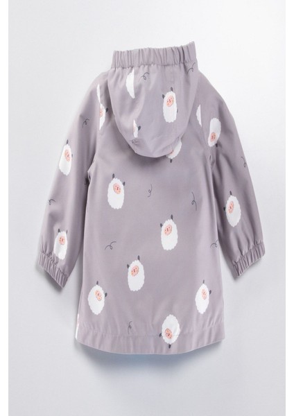 Kız Bebek - Çocuk Kapüşon Detaylı Kuzu Desenli Özel Koleksiyon Yağmurluk - Rüzgarlık modelleri