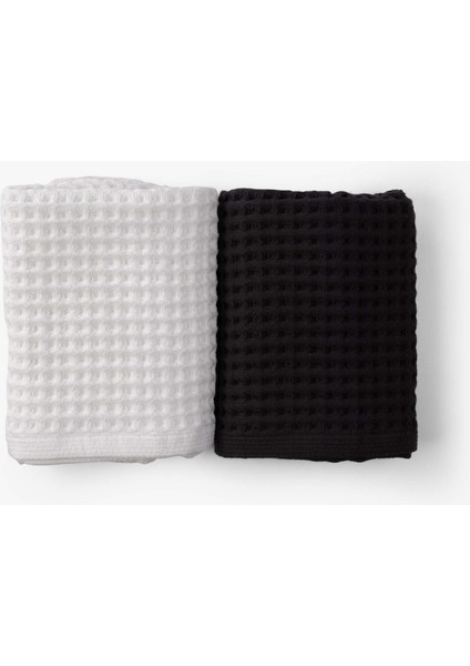 Aqua Line Waffle Yüz Havlusu Seti Antrasit-Beyaz 50X90