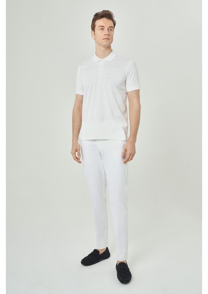 Beyaz Pamuk 4 Cepli Spor Erkek Pantolon PNS23Y23109_D01