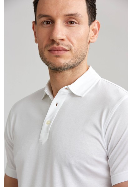 Merserize Pike Polo Yaka Beyaz Pamuk T-Shirt TS24Y24105_D01 modelleri