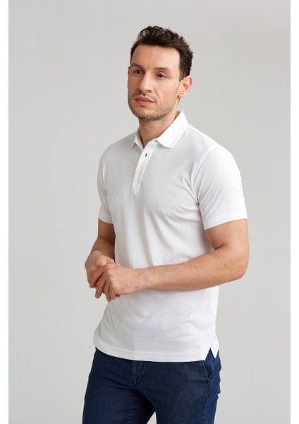 Merserize Pike Polo Yaka Beyaz Pamuk T-Shirt TS24Y24105_D01 fırsatları