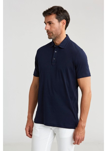 Merserize Pike Polo Yaka Lacivert Pamuk T-Shirt TS24Y24105_D39 fırsatları