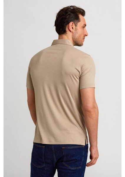 Merserize Pike Polo Yaka Bej Pamuk T-Shirt TS24Y24105_D07 modelleri