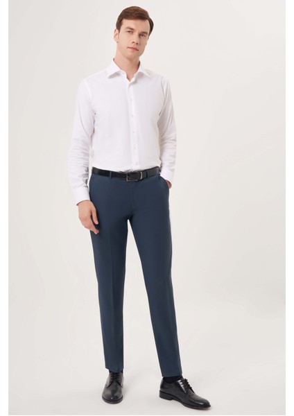 Açık Lacivert Yün Dokuma Klasik Erkek Pantolon PPNK23YNOS001_D38