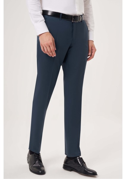 Açık Lacivert Yün Dokuma Klasik Erkek Pantolon PPNK23YNOS001_D38 modelleri