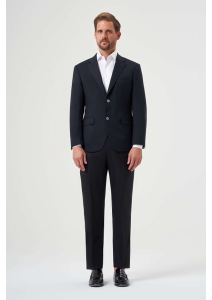 Regular Fit Mono Yaka Drop 6 Lacivert Erkek Yün Takım Elbise PTK23Y23100_D39