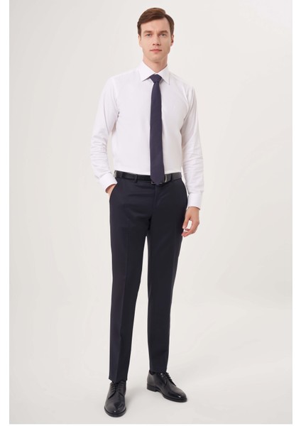 Lacivert Yün Dokuma Klasik Erkek Pantolon PPNK23YNOS001_D39