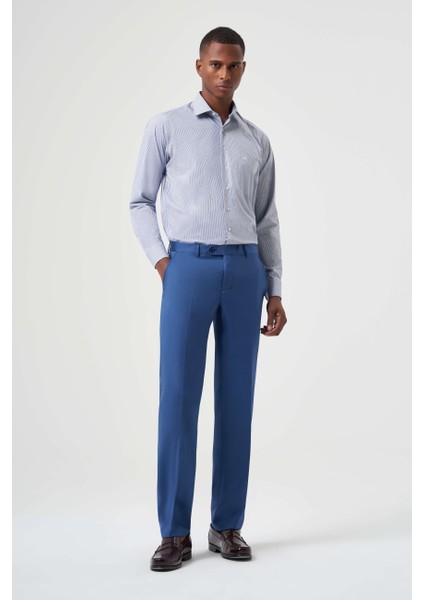 Mavi Yün Dokuma Klasik Erkek Pantolon PPNK23YNOS001_D35