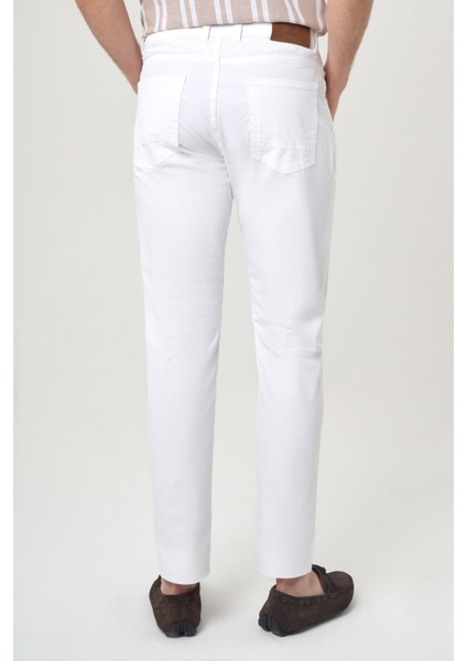 Beyaz Pamuk 5 Cepli Spor Erkek Pantolon PNS23Y23104_D01 modelleri
