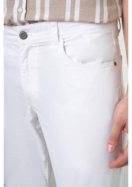 Beyaz Pamuk 5 Cepli Spor Erkek Pantolon PNS23Y23104_D01 fırsatları