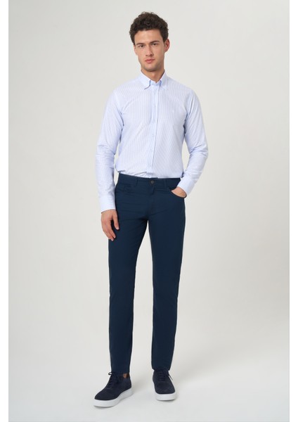 Lacivert Pamuk 5 Cepli Spor Erkek Pantolon PNS23Y23104_D39