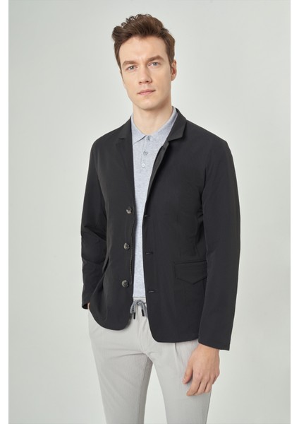 Siyah Erkek Düğmeli Ceket Mont MN23Y23100_D99
