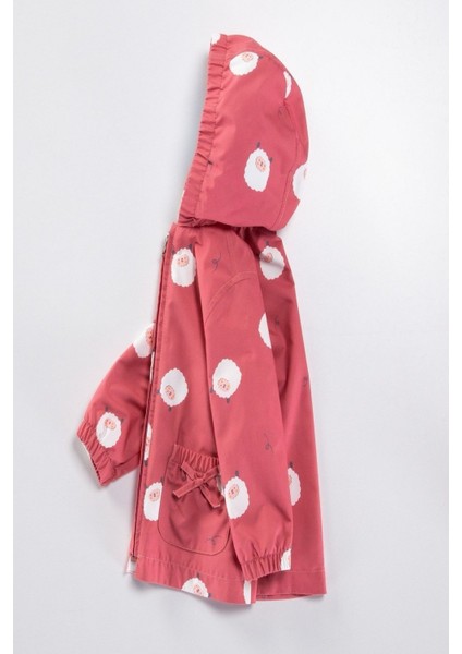 Kız Bebek - Çocuk Kapüşon Detaylı Kuzu Desenli Özel Koleksiyon Yağmurluk - Rüzgarlık fiyatları