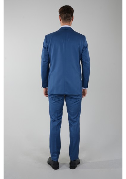 Comfort Fit Mono Yaka Drop 6 Çift Yırtmaçlı Açık Lacivert Erkek Yün Takım Elbise PTK23YNOS001_D38 fiyatları