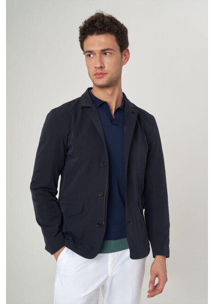 Lacivert Erkek Düğmeli Ceket Mont MN23Y23100_D39